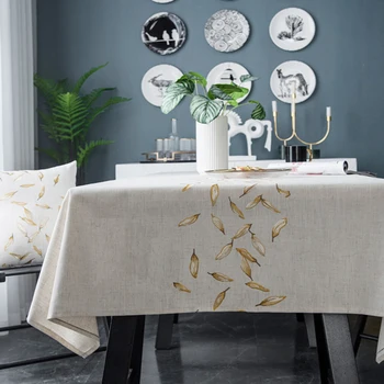 

Embroidered Washable Reusable Dustproof Home Decor Rectangular Soft Flax Nordic Tablecloth Multifunctional Waterproof Cover