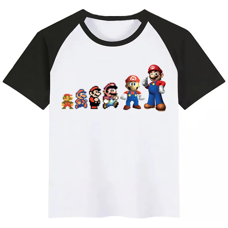 

Baby Boy Girl Super Mario Cute Print MARIO Clothes Children Funny T-shirt Round Neck Children Tops