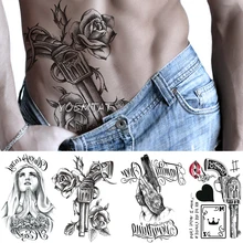 

Praying Spades Arm Temporary Tattoo Sticker Gun Rose Flower Waterproof Tatto Virgin Mary Body Art Fake Tatoo Men Women