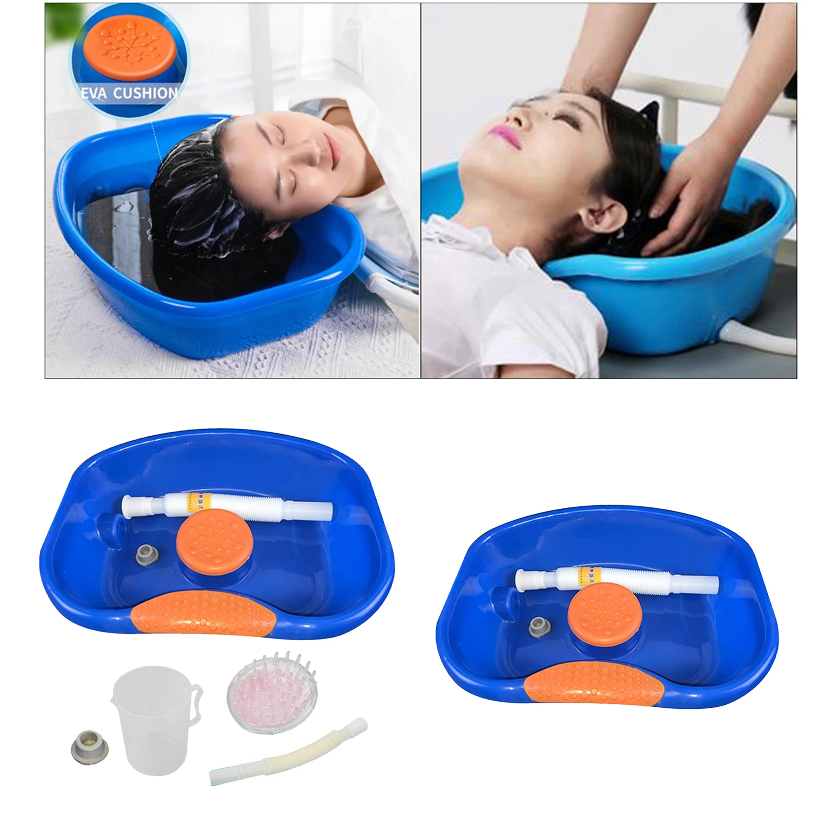 Bed Shampoo Basin Hair Washing Basin Wash Tub with Hose Round Edge
