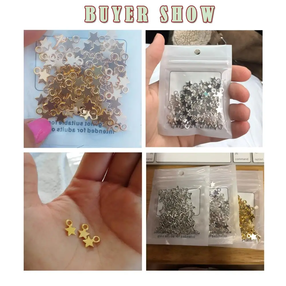 100 шт Золотой/Серебряный цвет звезды кулон DIY рождественские ювелирные изделия
