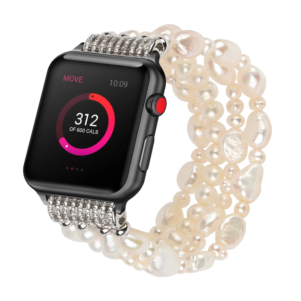 Elegant True Pearl Beaded Watch Bracelet for Women - Elastic Replacement Watchband