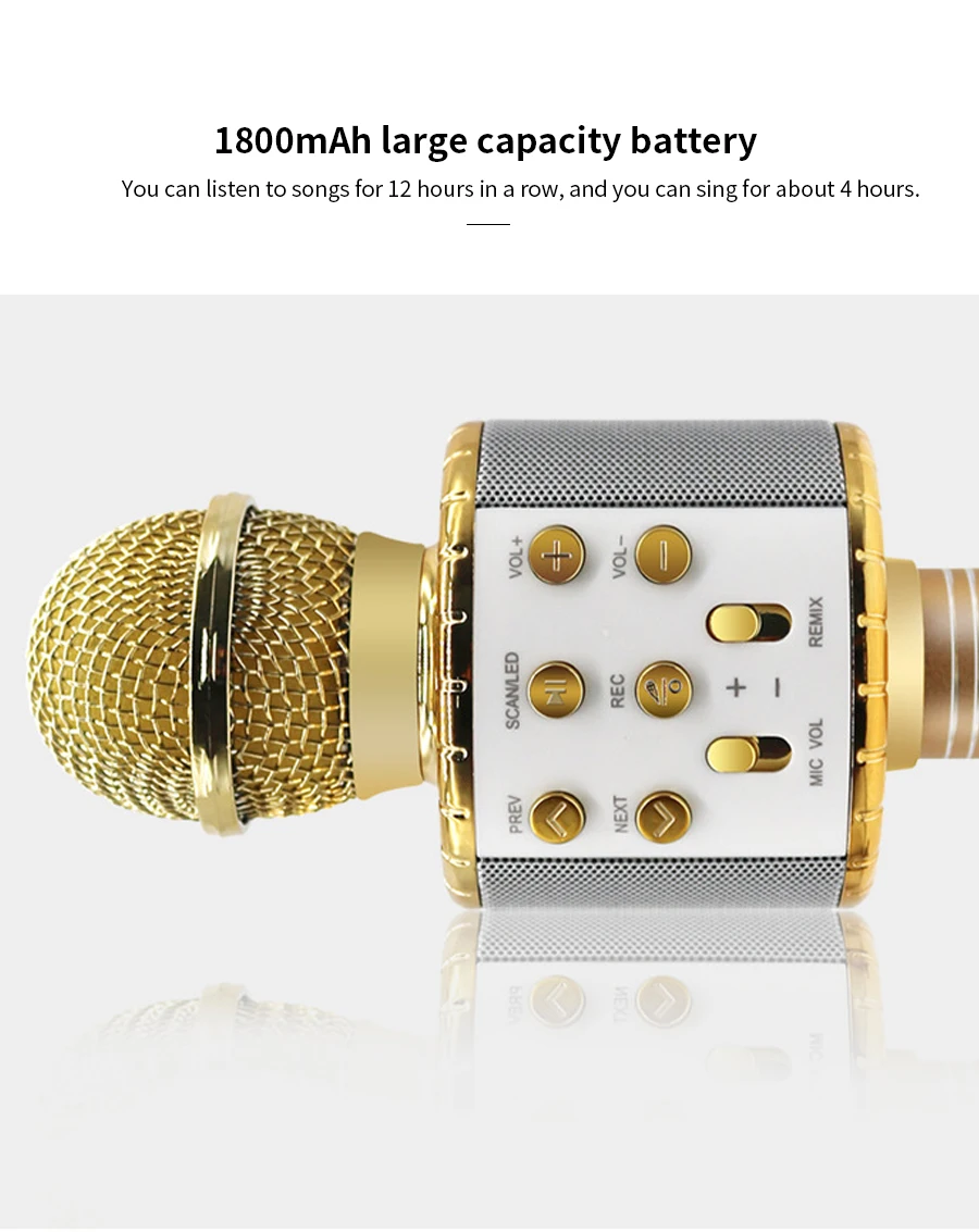 MAMEN Upgrade беспроводной Bluetooth микрофон динамик профессиональный ручной караоке микрофон музыкальный плеер для вокала, с рекордером KTV Mic