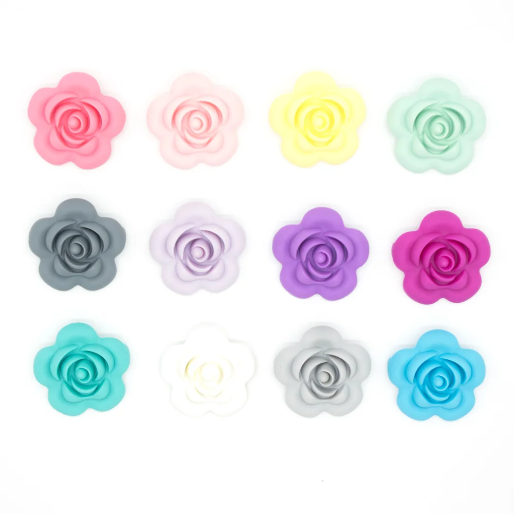 Choose Colors GYLAXIDO 10 шт. силиконовые розовые бусины BPA Бесплатно Детские Прорезыватели для зубов в форме цветка Детские Прорезыватели для детей DIY Ожерелье Изготовление бисера - Цвет: Choose Colors