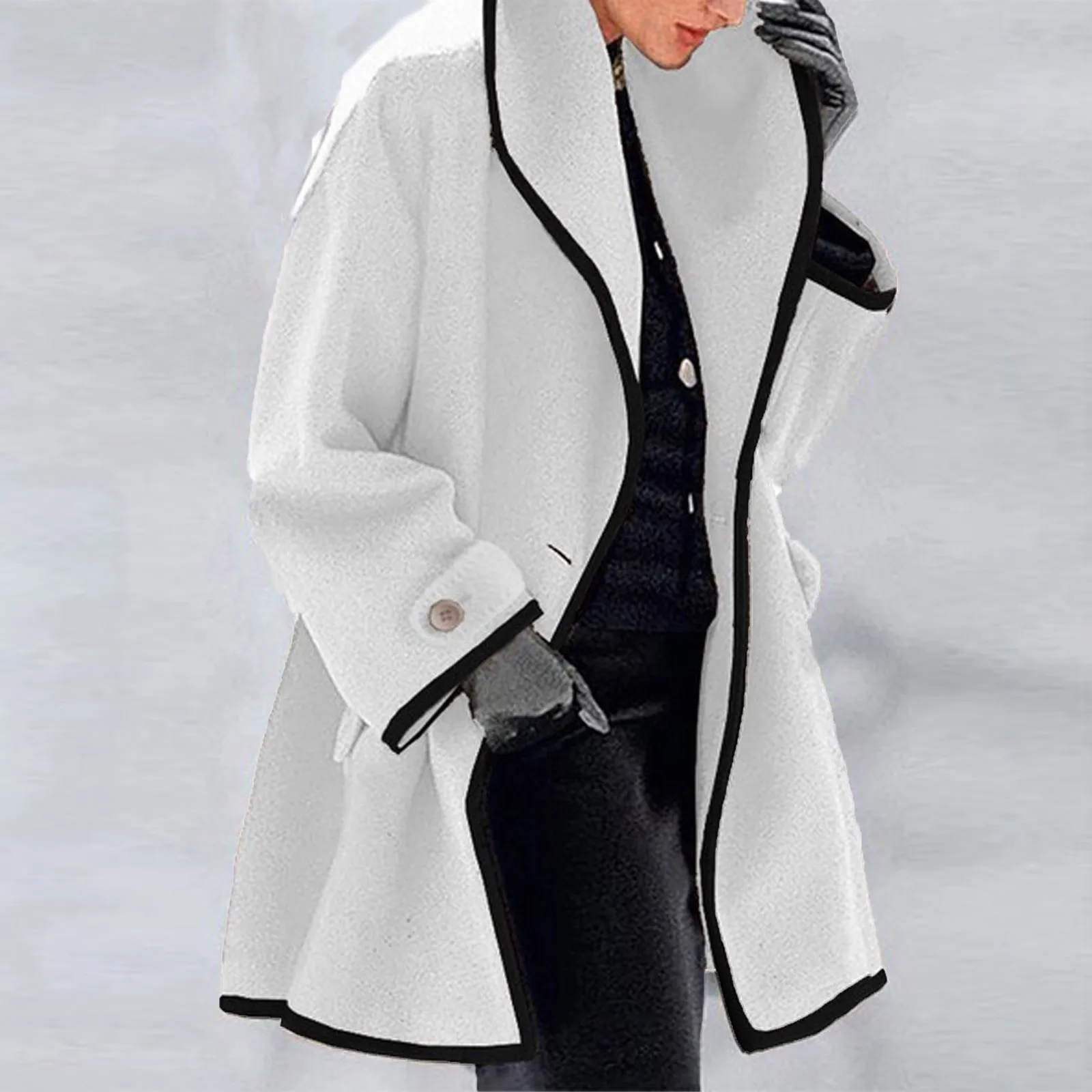 Autumn Solid Turn-Down Collar Loose Tops Cardigan Fashion Pocket Women Knitted Sweater Winter Long Sleeve Thick Sweaters Jumper 2