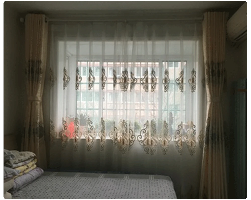 Европейский стиль затенение вышитый занавес Золотой Романтический прозрачный занавес желтый роскошный тюль для гостиной спальни