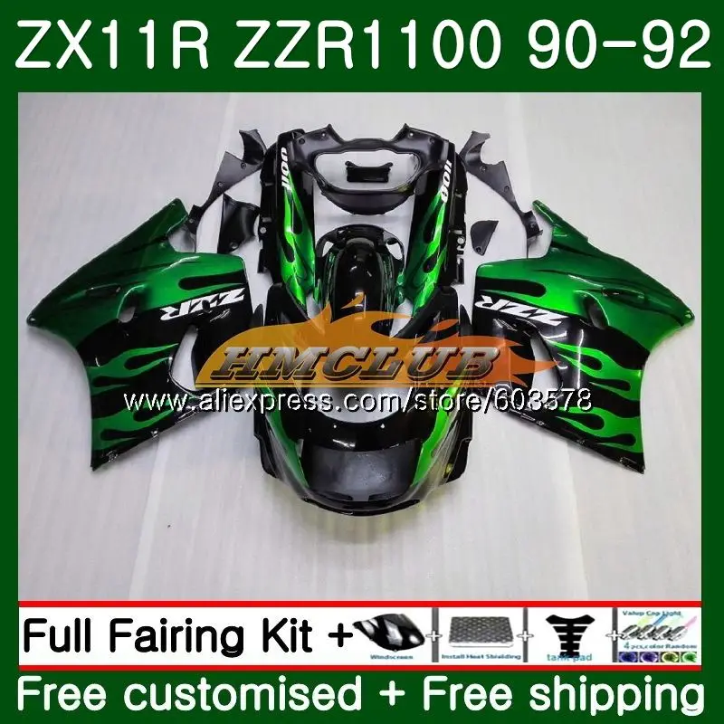 Средства ухода за кожей для KAWASAKI NINJA ZX-11R ZZR 1100 ZX 11R 1990 1991 1992 28CL. 0 ZZR1100 ZX11 ZX-11 R ZX-11R 90 91 92 обтекателя зеленый пламя