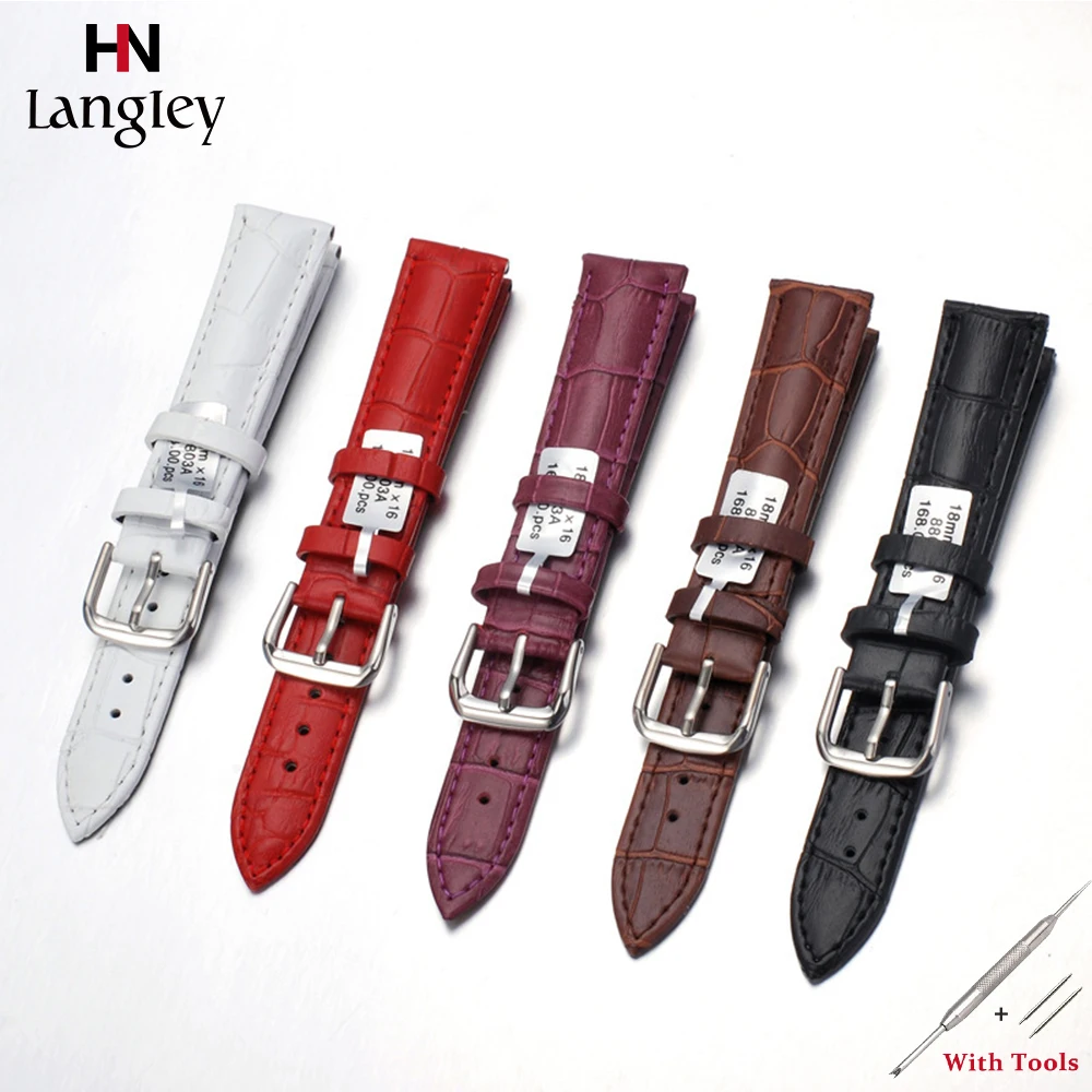 Ремешки для наручных часов из натуральной кожи мужчин и женщин 12/13/14/16/18/20/21/22/24 мм