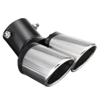 

Universal Car Decoration Chrome Tail Pipe Stainless Steel Curved Dual-outlet Exhaust Trim Muffler Pipe Tail