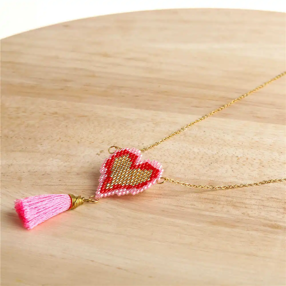 Go2boho MIYUKI Сердце ожерелье s женское розовое ожерелье De Moda богемное колье ювелирные изделия, Золотая цепь miyuki Joyeria