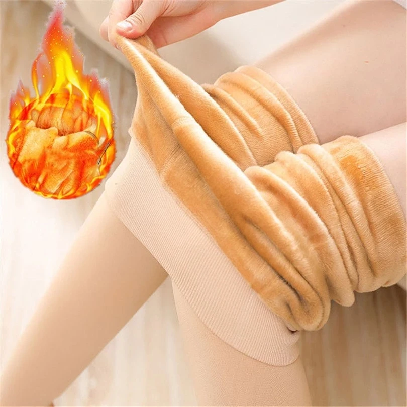 

Женские теплые зимние леггинсы с высокой талией, бархатные кашемировые вязаные плотные эластичные облегающие чулки длиной до щиколотки