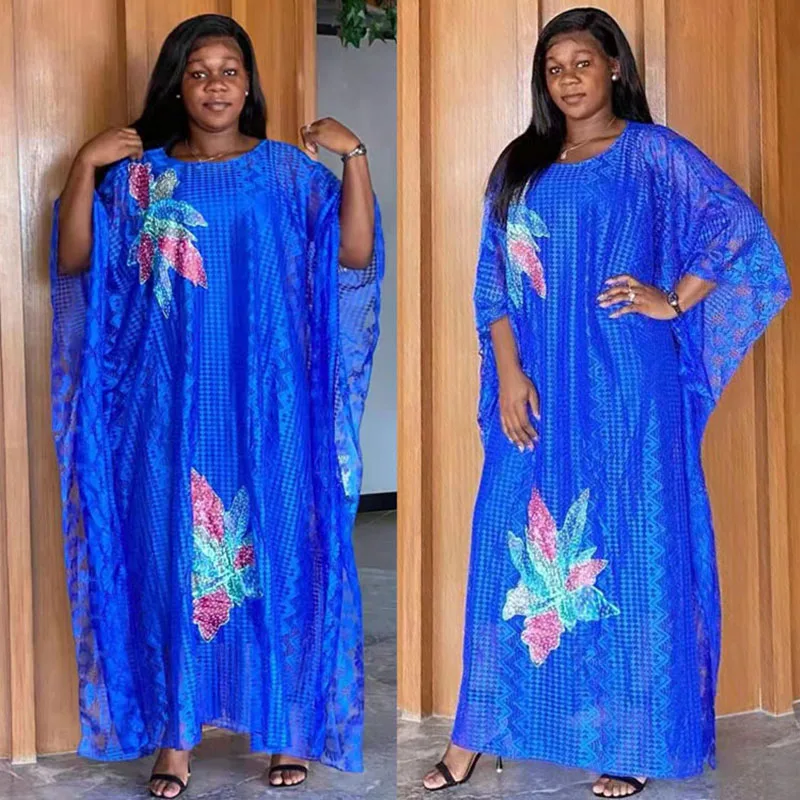 

African Print Dresses for Women 2021 Autumn Muslim Maxi Dress Dashiki Hollow Out African Clothes Abaya Boubou Robe Africa Dress