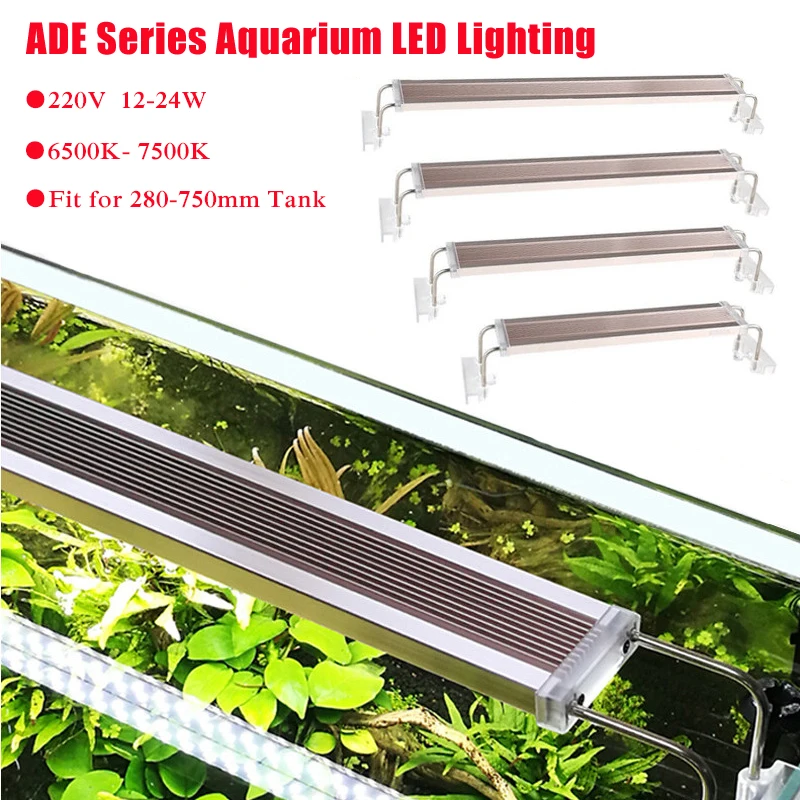 

220V ADE Series Aquarium LED Lighting 12-24W SMD LED Overhead Fish Tank Aquatic Plant Growing Light Extractable 6500-7500K