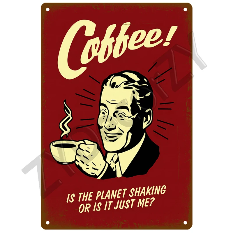 Coffee Retro Tin Sign Poster Vintage Wall Poster Metal Sign Decorative Wall Plate Kitchen Plaque Metal Vintage Decor Accessories