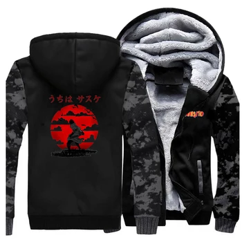 

Naruto Jacket Men Thick Fleece Uchiha Sasuke Japan Anime Hoodies Winter Warm Fleece Raglan Sleeve Sweatshirt Harajuku Sportswear