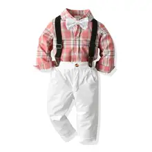 Новинка года; сезон осень-зима; хлопковые клетчатые шаровары для маленьких мальчиков; брючный костюм комбинезон; детская одежда платье для маленьких девочек