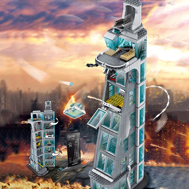 

Compatible Lepining Marvel Super Heroes Sets The Avengers Tower Stark Iron Man Figures Infinity War Movie Blocks Toys Gifts