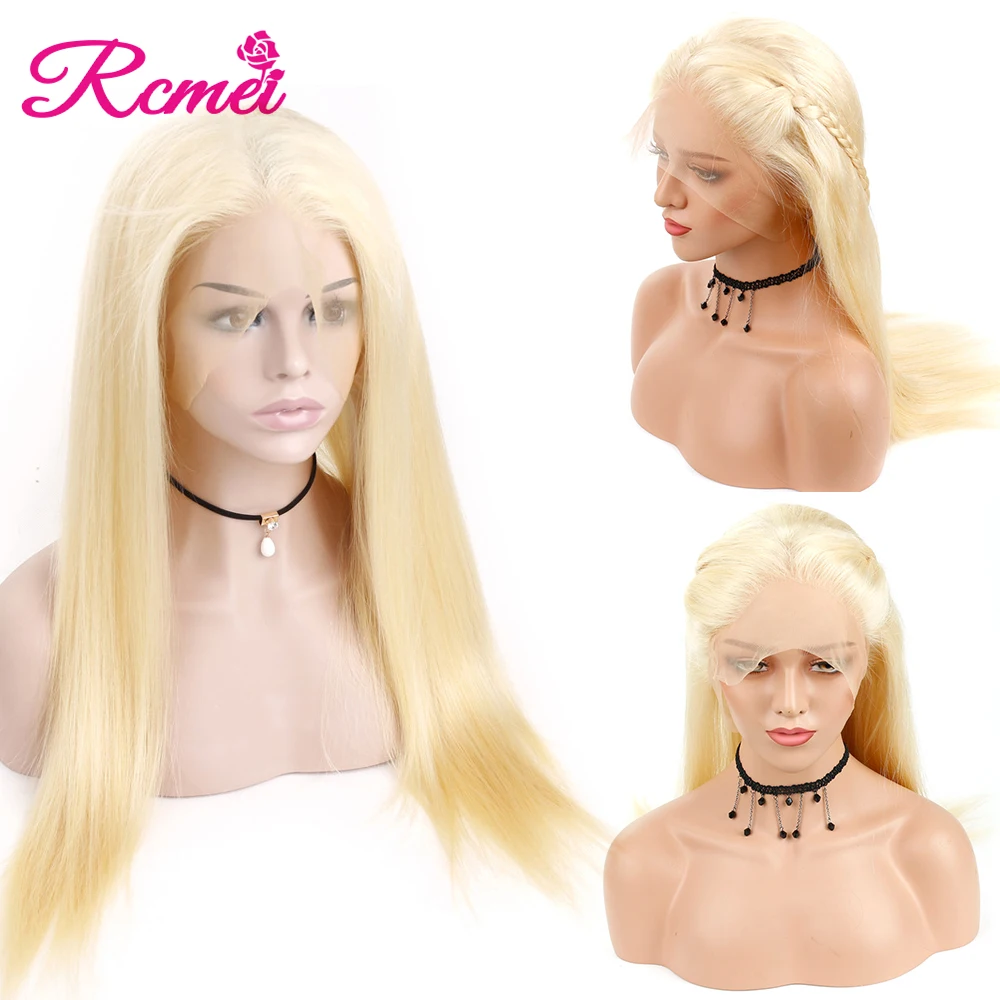 Rcmei 13x4 Glueless 613 Honey Blonde Lace Front Wig Brazilian Straight Lace Front Human Hair Wigs Pre Plucked Lace Remy Wig 150%