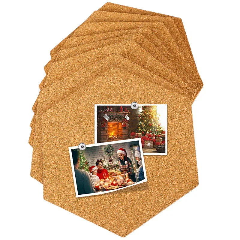 

1Pc 14X14cm Hexagonal Square Round Adhesive Soft Wooden Decor Board Message Board Photo Frame Wall Home Party Wedding Decoration