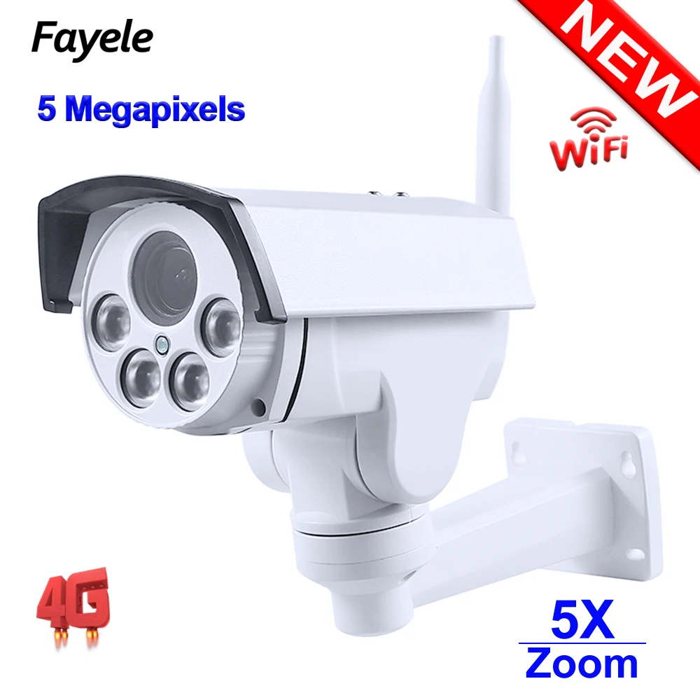 CCTV Security Wireless 5MP 4G PTZ Camera 5X Zoom WiFi Bullet IP Camera