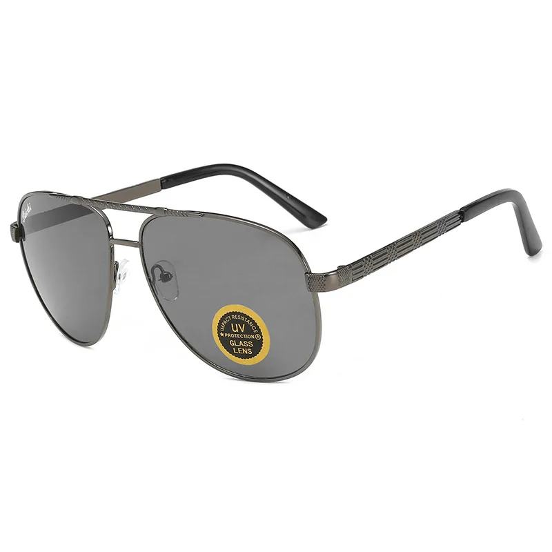 Vazrobe glass Sun glass es мужские «авиационные» очки большого размера черный коричневый камень кристалл против царапин солнцезащитные очки es для мужчин - Цвет линз: Серый