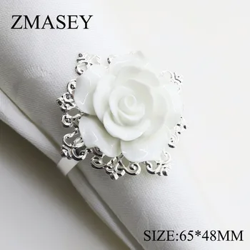

(68666-Iron Ring) 65 * 48MM 100Pcs White Resin Napkin Ring, Used To Decorate Tablecloth Accessories For Wedding, Party, Etc.