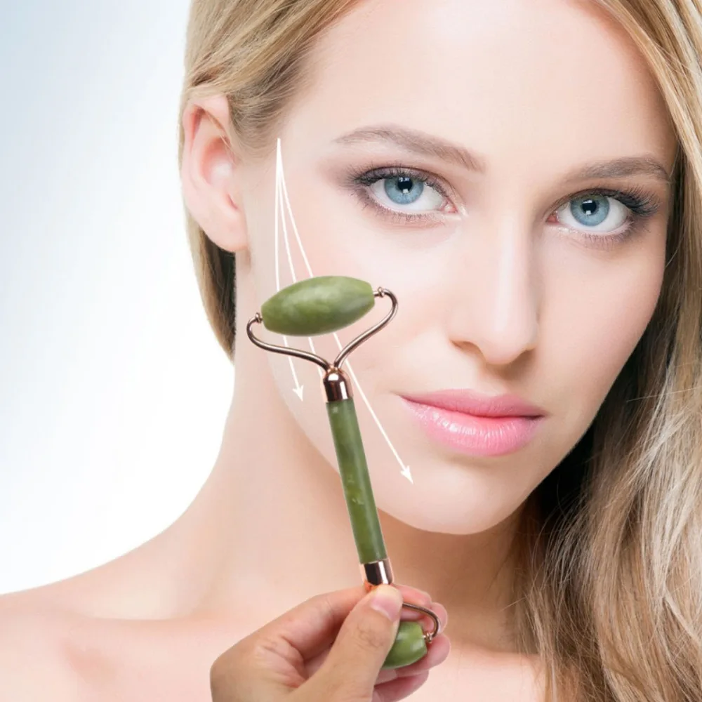 Jade Face Roller Beauty Skin Care Face Massager Gua Sha Double Head Quartz Stone Dropshipping Cellulite Massager Facial Roller