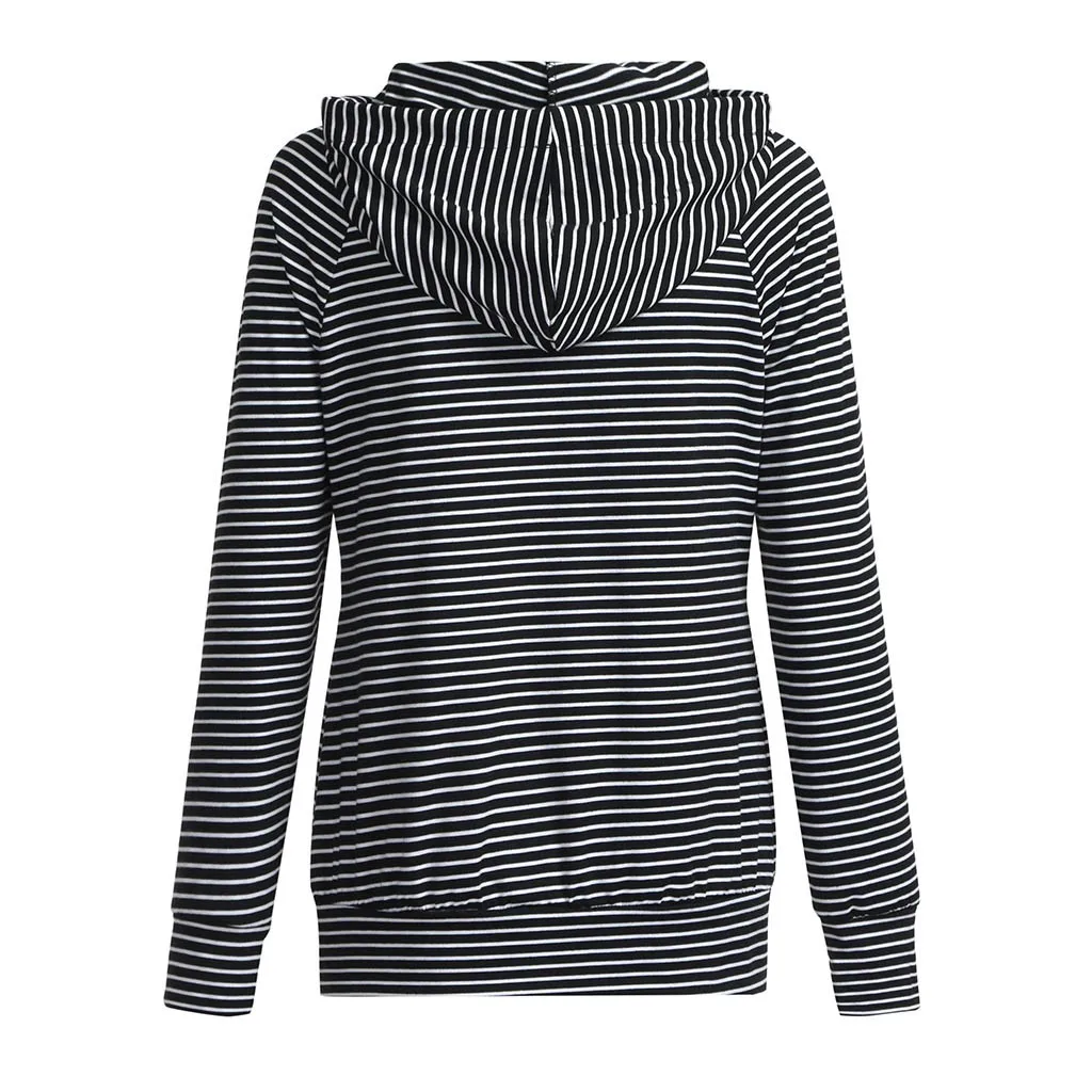 Maternity Clothings Women's Nursing Pregnancy Shirt Long Sleeves Stripe Breastfeeding Hoodie Sweatshirts Pregnant Women Autunm