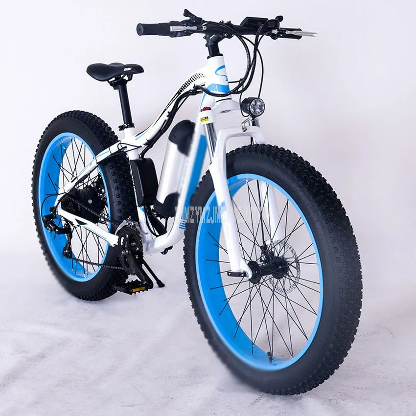 350 Вт Ebike, пляжный, снежный, дорожный, электрический велосипед, 26 дюймов, колесо, Электрический, снежная дорога, мощный, для взрослых, электрический велосипед, алюминиевый сплав - Цвет: blue white