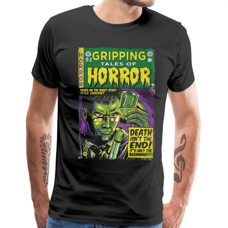 Herbert_West-Reanimator_9607 Summer 100% Cotton O-Neck Tops Tees Short Sleeve Leisure T-shirts 2018 Hot Sale Custom T-shirts Herbert_West-Reanimator_9607 black