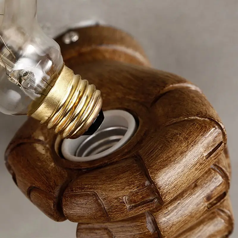 Promotion! Retro Left hand fist resin wall lamp Loft industrial wind decoration antique wall lamp E27 screw interface