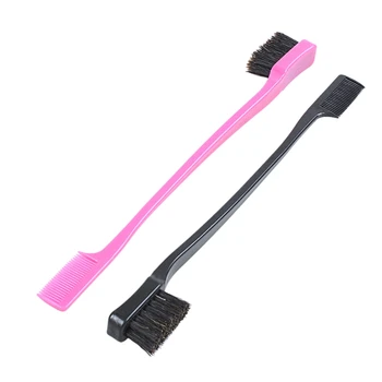 

Double Sided Edge Control Hair Brush Comb Combo Pack 2 Pieces Pink and Black