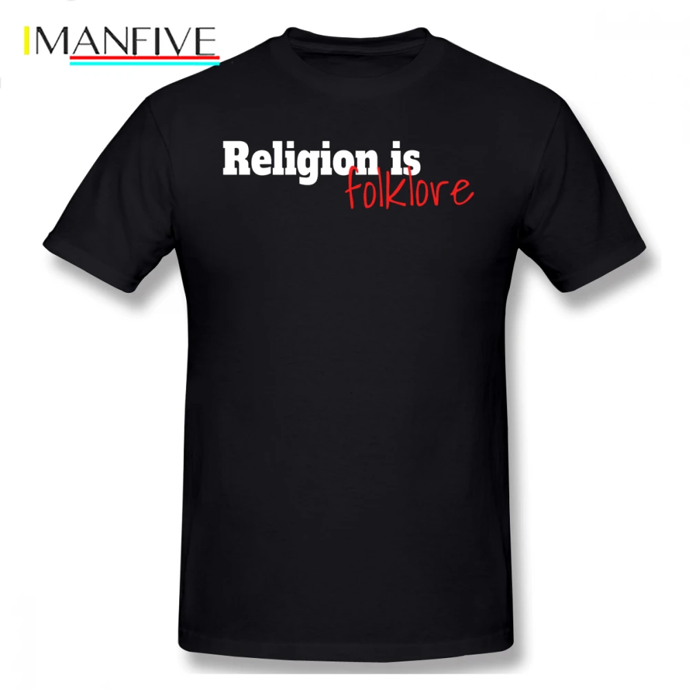 Футболка Atheist religion Is Folklore Atheist Design, Повседневная футболка с графическим принтом, 100 хлопок, потрясающая футболка с коротким рукавом