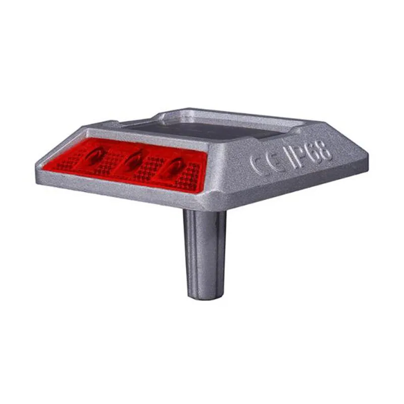 6pcs Continus LED Light Aluminum Solar Road Stud for traffic safety with RED Continus LED Light