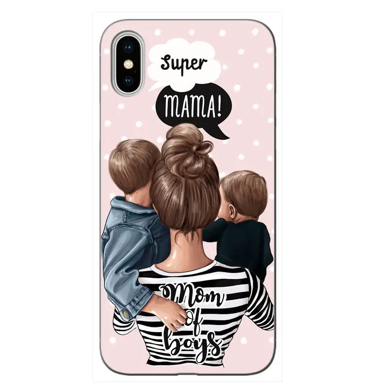 Модный черный коричневый волос для мамы, чехол для девушек для iPhone SE S 5 6 6S 6Plus 7Plus 8Plus MAX XR XS X10, Мягкий ТПУ чехол для телефона