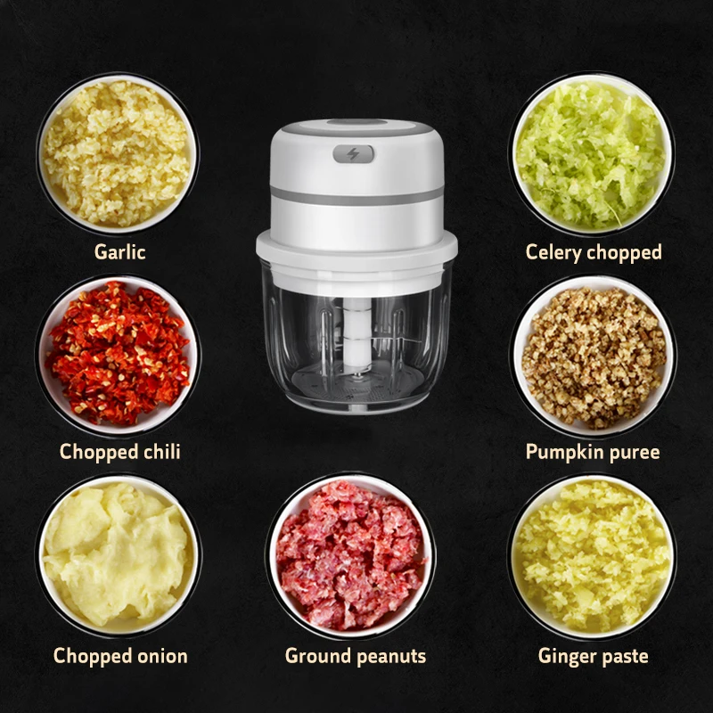 Spremiaglio elettrico, robusto e durevole, mini tritatutto USB, tritatutto per zenzero e peperoncino, accessori da cucina portatili_voghion.com