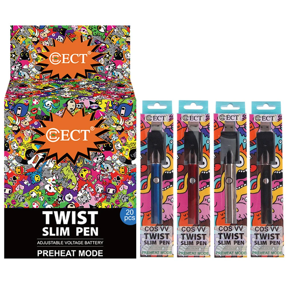 ECT COS VV электронная сигарета батарея 380 мАч Ego Vape 510 нить подходит для B5 CBD электронная сигарета испарители Vape ручка батарея