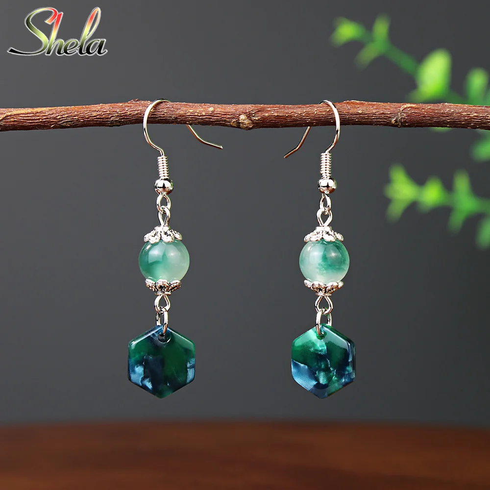 Stone Drop Earrings Stone Jewelry Stone Pendant Dangle Earrings