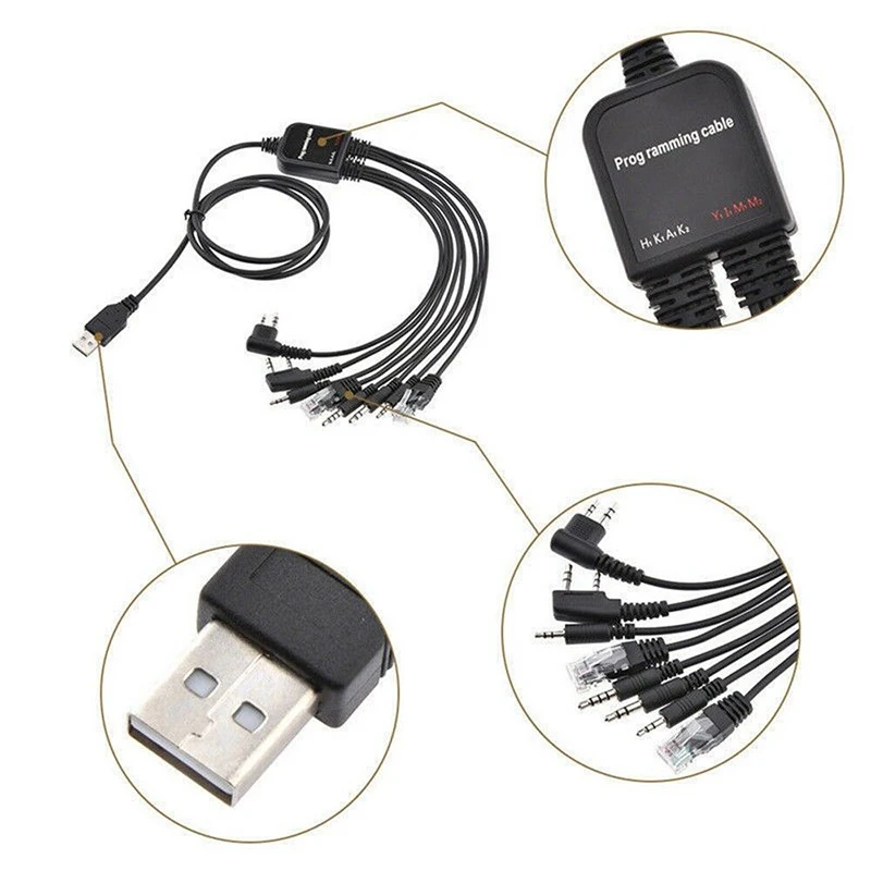 Высококачественный Практичный Прочный 8 в 1 USB кабель для программирования для JIEKE/Motorola/HYT/ICOM/Baofeng Радио аксессуары