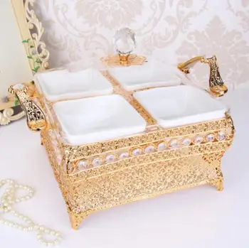 

Copper Statue European dried fruit box with lid creative fruit box fruit jar dried fruit snack plate living room hotel plate Ho