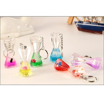 

100pcs/Lot Mixed Colors Oil Drip Keychain Mini Sand Glass Keyring Plastic Key Chain Lovely Animal Key Ring