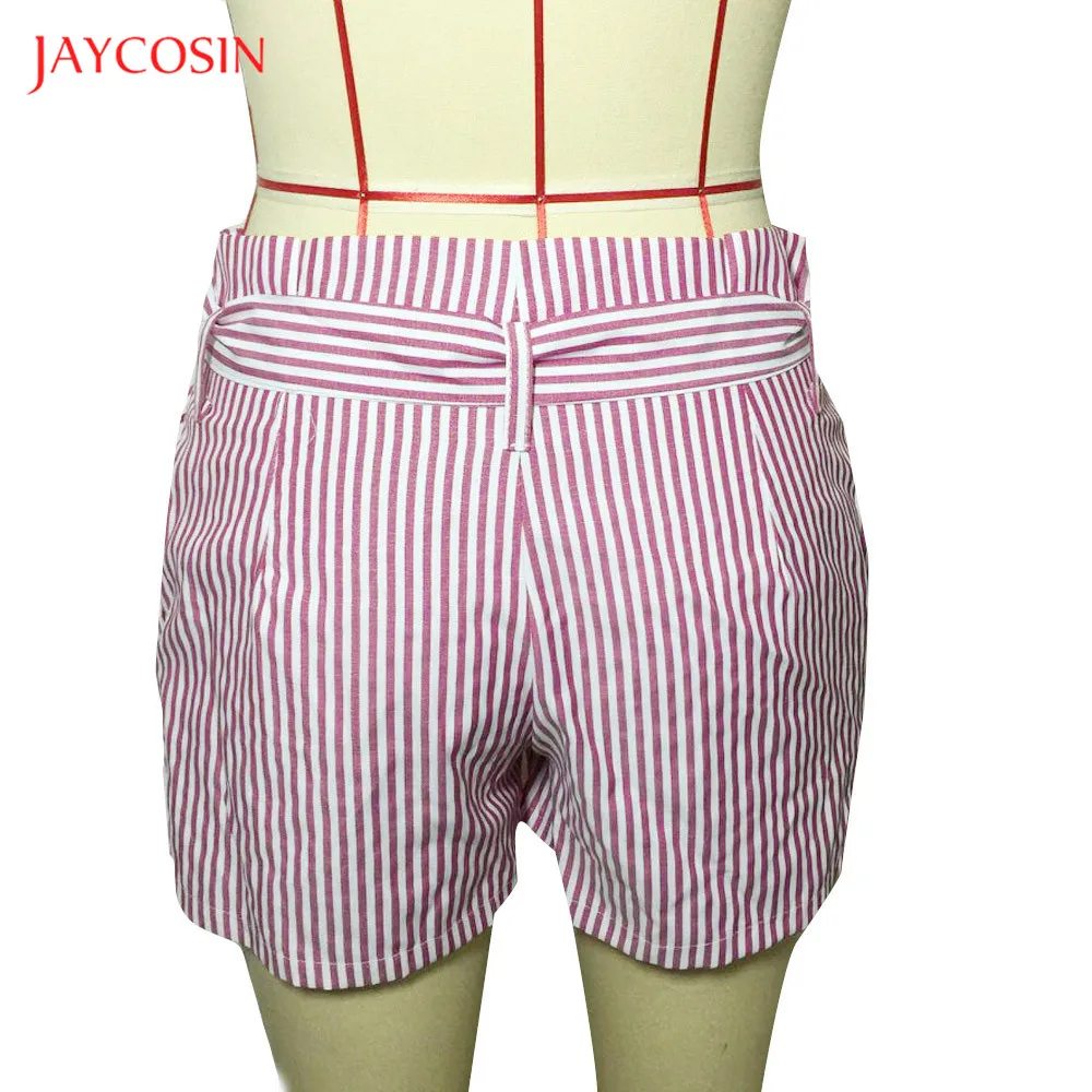 Jaycosin Новые повседневные удобные шорты женские элегантные свободные полосатые шорты с поясом женские весенние летние свободные шорты с широкими штанинами
