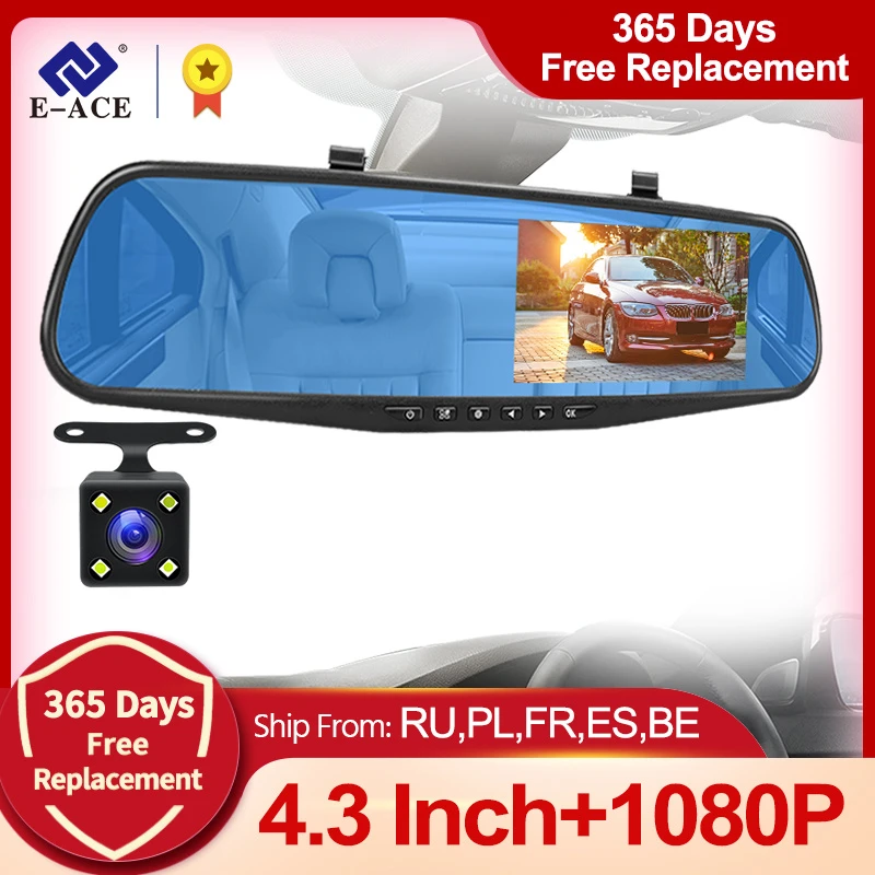 Cámara E ACE para espejo retrovisor de coche, de vídeo FHD 4,3 de 1080P pulgadas, lente con de visión trasera, videocámara de registro automático|Cámara DVR para coche| AliExpress
