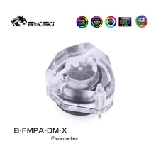 Bykski medidores de flujo de agua en forma de diamante acrílico, iluminación RGB de 3 pines, polígono, G1/4 5v, B FMPA DM X