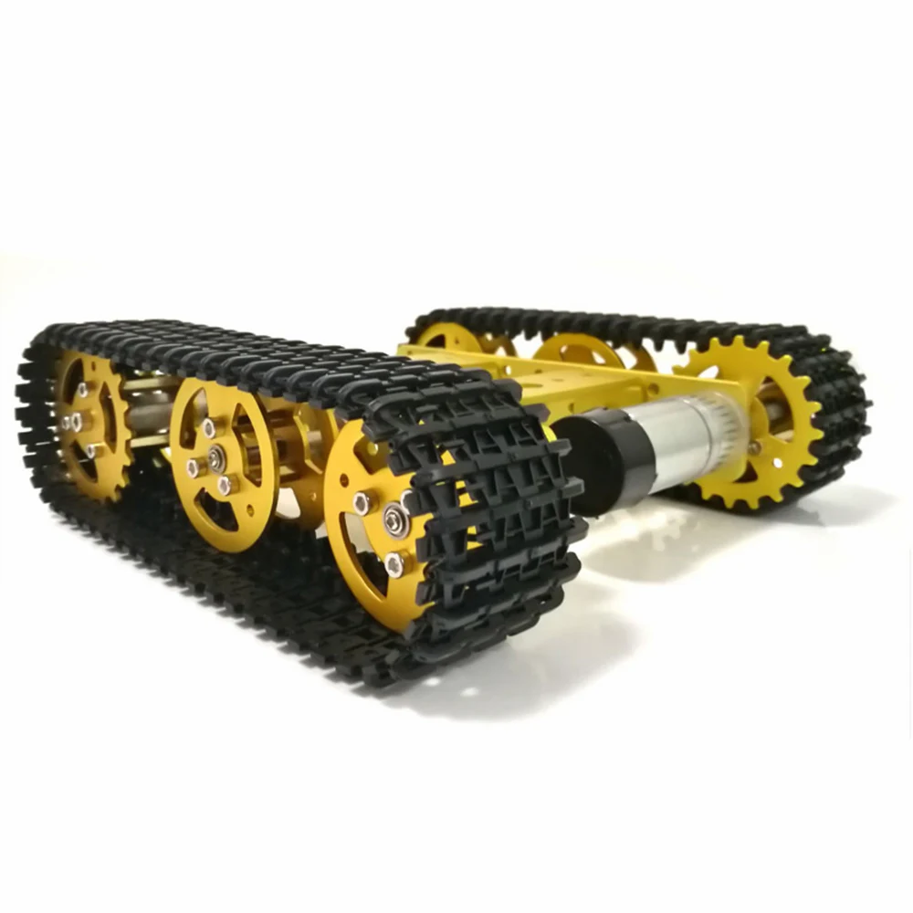 Gold Мини гусеничные шасси танка Инженерная пластиковые гусеницы металлические колеса для Arduino трек Автоцистерна шасси гусеничный Caterpillar DIY Kit - Цвет: Gold