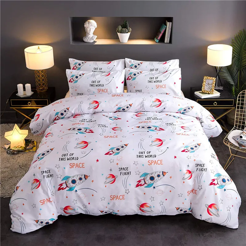 Космическая ракета планета печать постельных принадлежностей стеганое одеяло