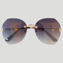 Новая Большая оправа женские солнцезащитные очки модные высококачественные градиентные женские солнцезащитные очки без оправы женские брендовые зеркальные UV400