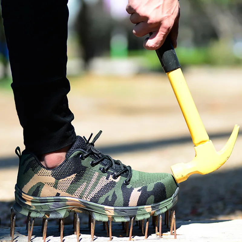 

Men's Steel Toe Work Safety Shoes Casual Breathable Outdoor Sneakers Puncture Proof Boots Comfortable Industrial Shoes for Men