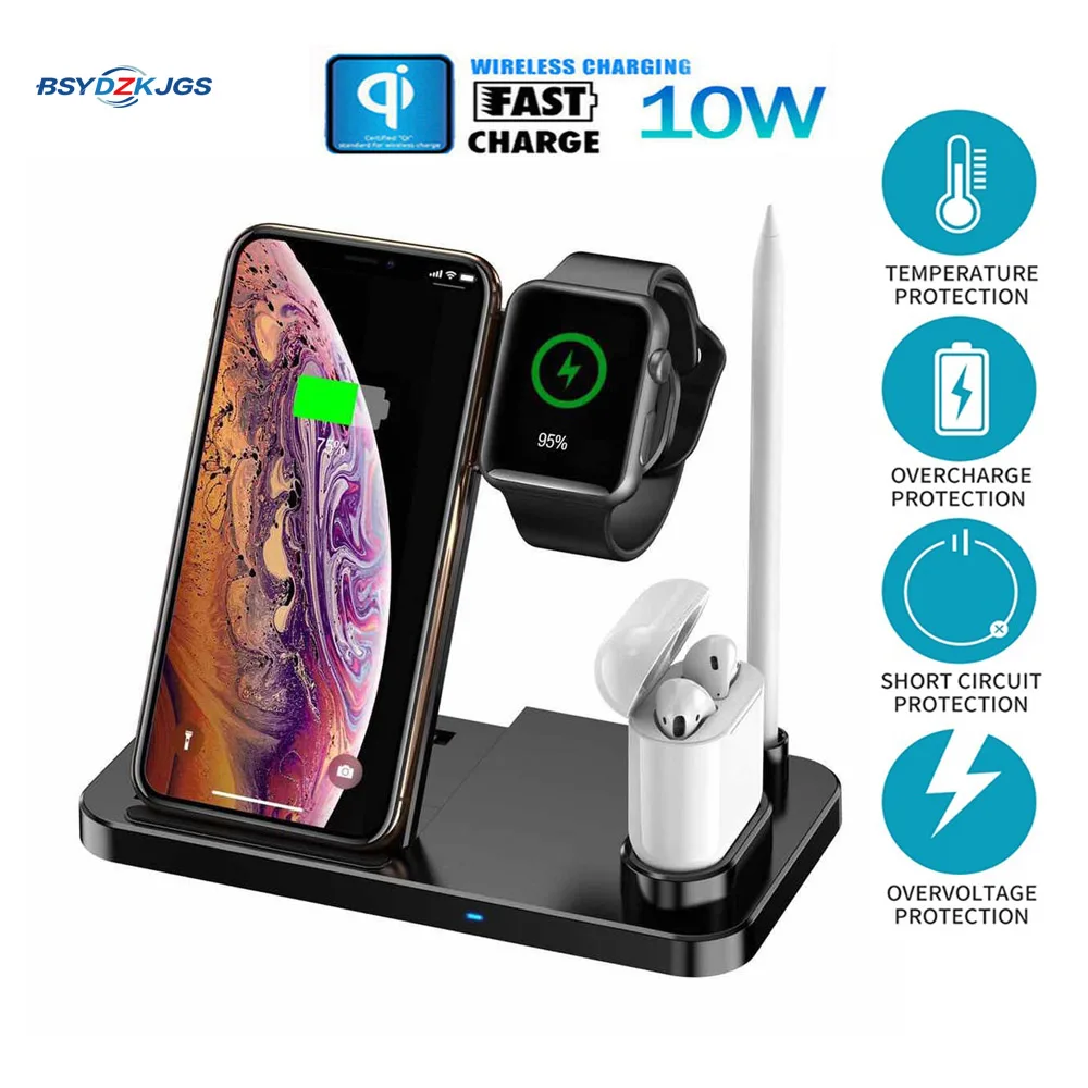 

BSYDZKJGS 4 in 1 Wireless Charger Stand Qi Fast Charging Dock Station Holder for iPhone XS XR X 8 Apple Watch 4 3 2 1 iWatch Air
