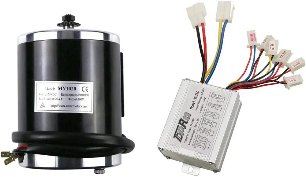 

TDPRO JCMOTO 24v 500w Brushed Speed Motor and Controller Set for Electric Scooter Go Kart Bicycle e Bike Tricycle Moped